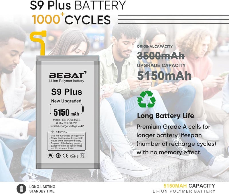 BEBAT Replacement Battery for Samsung Galaxy S9 Plus,5150mAh High Capacity Lithium Polymer Battery for Samsung Galaxy S9 Plus SM-G965 G965V G965A G965T G965P G965R4 G960F with Repair Tool Kits - Image 5